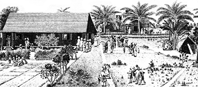  [Friedenstahl in St. Croix]. Plate in Christian Georg Andreas Oldendorp&rsquo;s Geschichte der Mission der Evangelischen Br&uuml;der auf den caraibischen Inseln S. Thomas, S. Croix, und S. Jan (Barby: Bey Christian Friedrich Laux, und in Leipzig in Commission bey Weidmanns Erben und Reich, 1777), n.p.