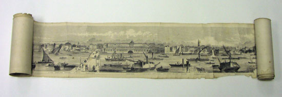 Grand Panorama of London and the River Thames, engraving, London: Azulay, Thames Tunnel, 1851.
