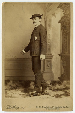 [David] Lothrop, Man on Roller Skates. (Philadelphia, ca. 1890).Chromolithograph.