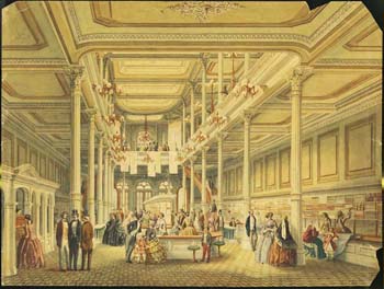 [Interior view of L. J. Levy & Co.’s Dry Goods Store, Chestnut St., Phila.], ca. 1857. Watercolor. Courtesy of the Print & Picture Collection, Free Library of Philadelphia.