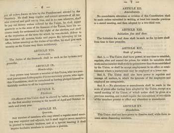 Lithographic Printers Union, Constitution and By-Laws of the Lithographic Printers Union of Philadelphia (Philadelphia: F. W. Thomas, 1857). Courtesy of the German Society of Pennsylvania, German American Collection.