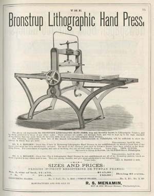 “The Bronstrup Lithographic Hand Press” in Printers’ Circular (June 1876).