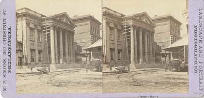 Girard Bank (Philadelphia: M. P. Simons, ca. 1870). Albumen print on stereograph mount. 