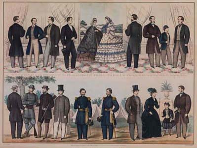 Louis Haugg, Philadelphia, Paris & New York Fashions, for Spring & Summer of 1864 (Philadelphia: Published and sold by F. Mahan, 1864). Colored by A. Biegeman. Crayon lithograph, hand-colored. 