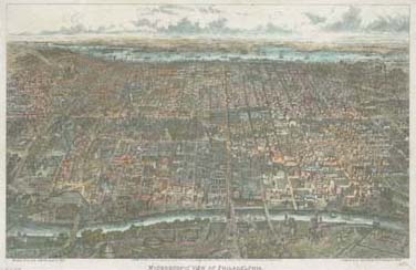 Herline & Co., Microscopic View of Philadelphia (Philadelphia: Published by John Weik, 1869). Engraving on stone, hand-colored. 