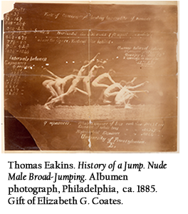 Thomas Eakins. History of a Jump. Nude Male Broad-Jumping. Albumen photograph, Philadelphia, ca. 1885. Gift of Elizabeth G. Coates.