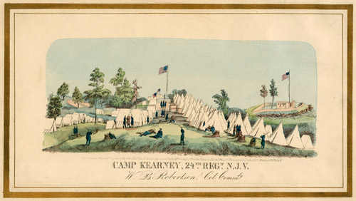 Louis N. Rosenthal, Camp Kearney, 24th Regt. N.J.V. (Philadelphia: Rosenthal's Lith, 1862). Hand-colored lithograph.