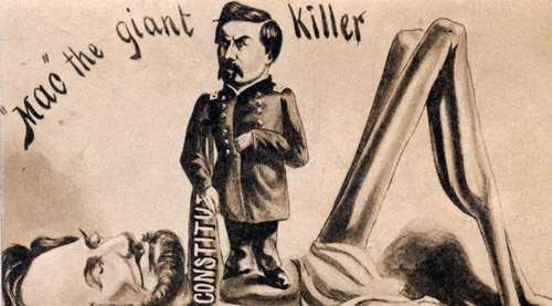 Mac the Giant Killer (Philadelphia: L. H. Stephens, 1864). Albumen on carte de visite mount after drawing by H. L. Stephens.