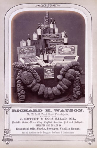 Wenderoth, Taylor & Brown, Richard H. Watson, No. 25 South Front Street, Philadelphia, Agency for J. Mottet & Co.'s Salad Oil, Rochelle Ochre, China Clay … (Philadelphia, 1871). Albumen print.