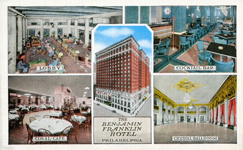 The Benjamin Franklin Hotel, Philadelphia (Philadelphia, ca. 1940). Photomechanically-printed postcard.
