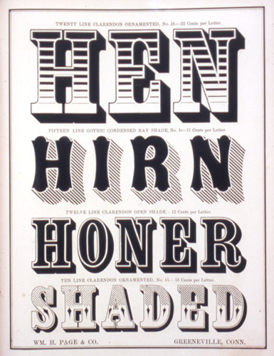 Wm. H. Page & Co., Specimens of Wood Type Borders, Rules, &c. ([New York, N.Y.]:  French & Wheat, [1859]). Woodcut.