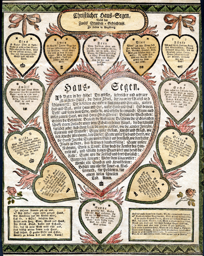 Christlicher Haus Segan [Christian House-Blessing] (Augsburg, 18th-century). Color woodcut.