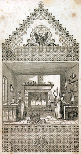 Esther Allen Howland, The New England Economical Housekeeper and Family Receipt Book (New London, Conn.: Bolles & Williams, 1847).  Engraving.