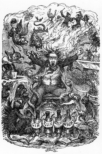 Frontispiece: In the Monster's Clutches. T.S. Author. 
Grappling with the Monster, or the Curse and the Cure of Strong Drink. New York: John W. Lovell Company, 1877.