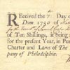 Library Company of Philadelphia, subscription receipts and meeting notice [Philadelphia: B. Franklin, 1730s and 1740s]. 