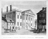 Bank of the United States in Third Street, Philadelphia. William Birch & Son. Hand-colored engraving. Philadelphia, 1799. 