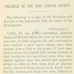 “Preamble of the Free African Society,” in William Douglass, Annals of the First African Church, in the United States of America, Now Styled the African Episcopal Church of St. Thomas, in Philadelphia (Philadelphia, 1862).