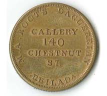 Advertising Token for M. A. Root Daguerrian Gallery, ca. 1850. Gift of Christine Dallett Smith.