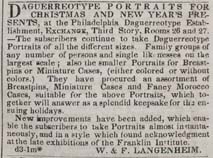 Advertisement in the December 25, 1844, issue of the Public Ledger. Reproduction of original newspaper in the collection of the Historical Society of Pennsylvania. 