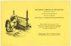 Invitation to Enlarged Print Room Opening, 1984.