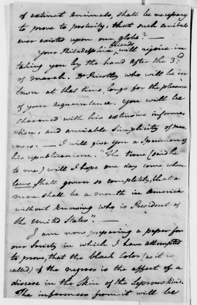 handwritten letter by Benjamin Rush