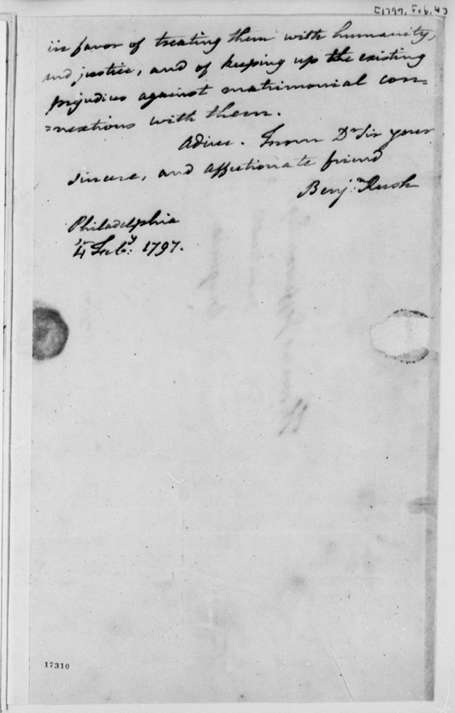 handwritten letter by Benjamin Rush