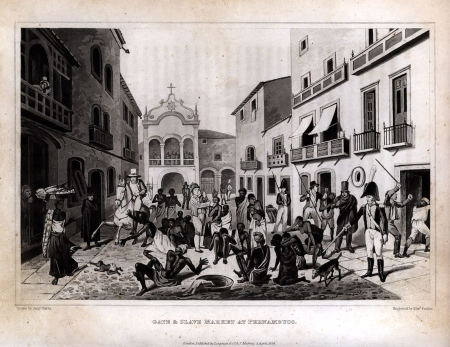 black people surrounded by white soldiers