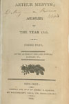 [Charles Brockden Brown.] Arthur Mervyn; or, Memoirs of the Year 1793. Second Part. (New-York, 1800).