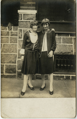 John Frank Keith, Two women standing in front of stone porch, gelatin silver print on postcard mount, Philadelphia: ca. 1931.