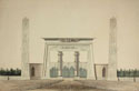 William Strickland, architect. Elevation of the Entrance to Laurel Hill Cemetery (1836). 