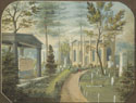 Antonio Zeno Shindler, artist. Laurel Hill Cemetery, Philadelphia (ca. 1850). Enlarged reproduction of a painting in the collection of the Museum of Fine Arts, Boston. Gift of Maxim Karolik. 