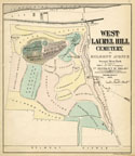 Map of West Laurel Hill Cemetery, from Atlas of the County of Montgomery and the State of Pennsylvania. Philadelphia: Griffith Morgan Hopkins, 1871. On loan from the Burlington Smiths.