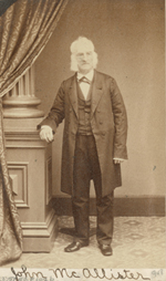 John McAllister Jr. [1786-1877], by unknown photographer, c. 1860. Unmounted albumen stereograph print, 3 by 5 ¾ inches.