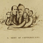 A Nest of Copperheads. Albumen print cartoon (Philadelphia, 1864). And, The Great Copperhead Jubilee ! On the Banks of Salt River. Illustrated cartoon card (Philadelphia, 1864).
