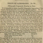 Excerpts from “Essays on Lithography. No. III.” in The Franklin Journal, and American Mechanics’ Magazine; Devoted to the Useful Arts, Internal Improvements and General Science (October 1827). 