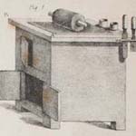 “Table for Working Printing Inks.” Detail from plate in Antoine Raucourt, A Manual of Lithography (London: Longman, Rees, Orme, Brown, Green and Longman, 1832).  Courtesy of the Historical Society of Pennsylvania.