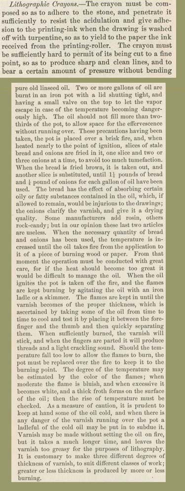 Excerpts from Peter S. Duval, “Lithography” in J. Luther Ringwalt, American Encyclopaedia of Printing (Philadelphia: Menamin & Ringwalt, 1871). s.