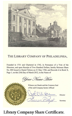 Library Company Share Certificate.