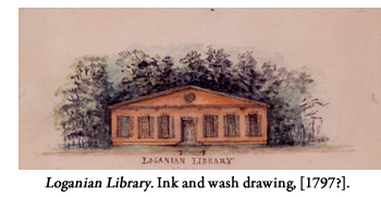 Loganian Library. Ink and wash drawing. [1797?].