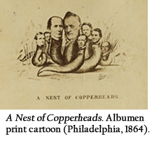 A Nest of Copperheads. Albumen print cartoon (Philadelphia, 1864). 